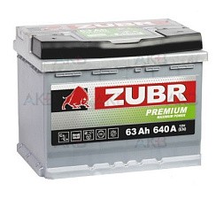 Фото АКБ 63а/ч о/п 640A ZUBR Premium (L=242; b=175; h=190)