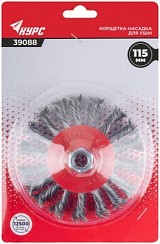 Фото Корщетка-колесо с наклоном диам. 115 мм витая, гайка М14 39088