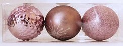 фото Набор ёлочных шаров 3шт, D8см, цвет Розовый