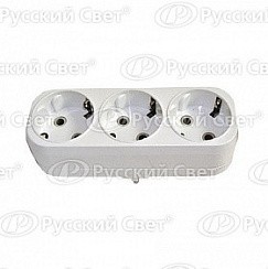 Фото Тройник на 3 гнезда, с заземлением, плоский, 16А, UNIVersal А303 9809004