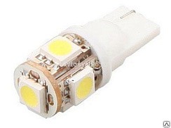 Фото Автолампа светодиод W5W 12V 5W W2.1x9.5d SMD 4 белый Диалуч